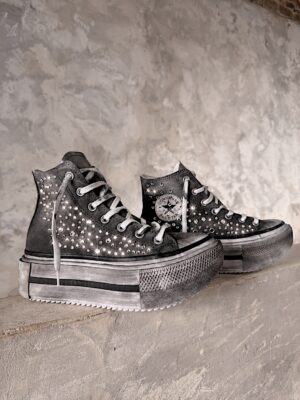CONVERSE DOUBLE STACK HIGH Grey Rhinestones - immagine 2